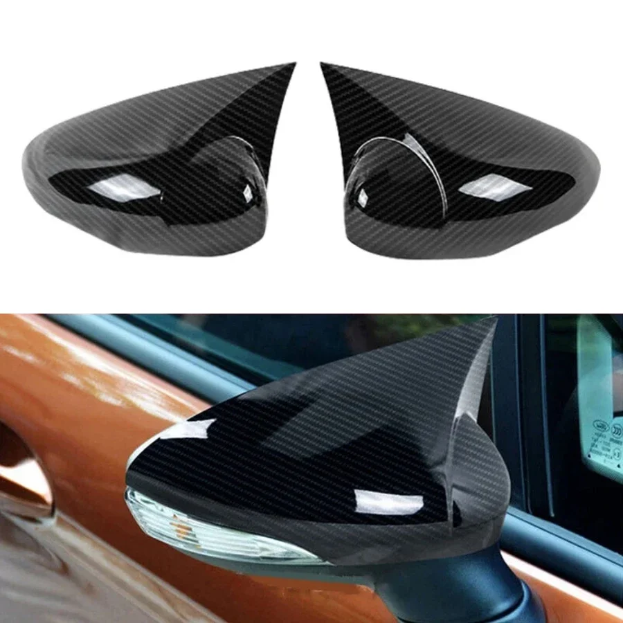 

For Ford Fiesta Car Accessories Outside Reverse Mirrors Cover Cap Wing Door Side Mirror Housing Shell Carbon Fiber 1 Pair