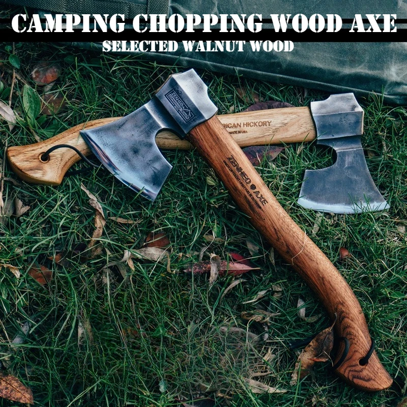 Outdoor Camping Multipurpose Camp Axe Elegant Hacking Tactical Camping Walnut Long Handle Axe