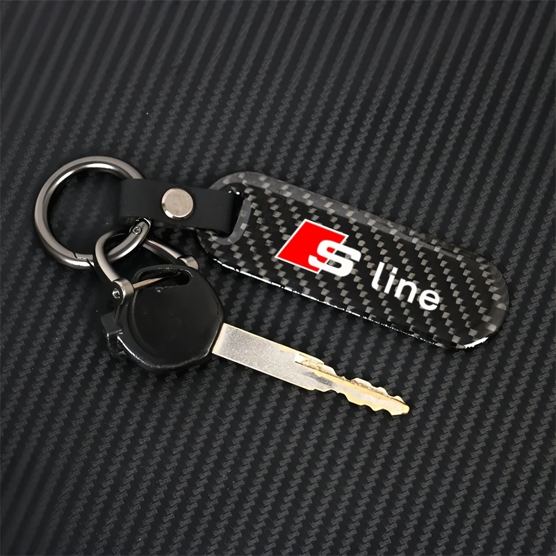 1 szt. Breloczek do kluczy brelok do kluczyków samochodowych z włókna węglowego fajny wisiorek brelok do AUDI S RS TT SLINE QUATTRO A1 A2 A3 A4 A5 A6 A7Car akcesoria