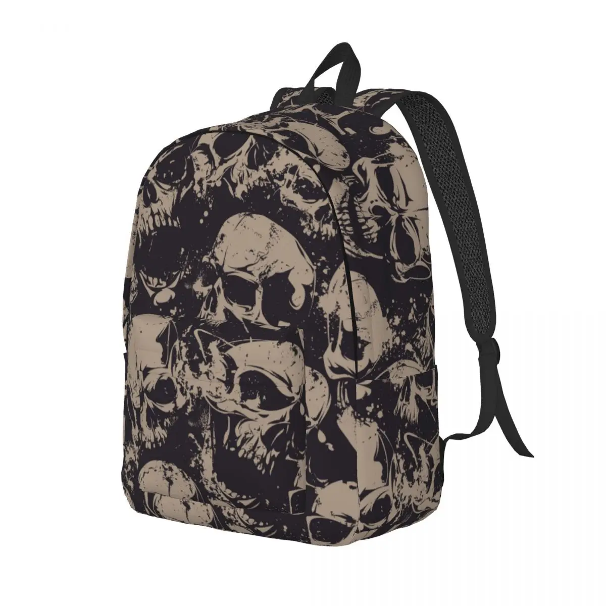 Grunge Pattern With Skulls Rock Backpack for Men Women Casual Student Hiking Travel Daypack Laptop Canvas Bags Outdoor