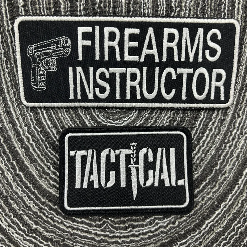 Image of Schusswaffen Lehrer Stickerei taktische Patches für Weste Klett verschluss Glock Moral Abzeichen Militär Armbinde auf Rucksack Aufkleber