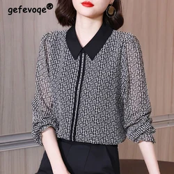 High Quality Plaid Print Elegant Office Lady Business Casual Shirt New Fashion Long Sleeve Top Blouse Women Blusas Clothing 2023