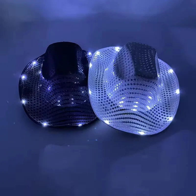 Blinky LED Light Cowboy Cowgirl Hat Flashing Cap Glowing Hat Carnival Men Women Bachelorette Party Wedding Bridal Supplies view 2