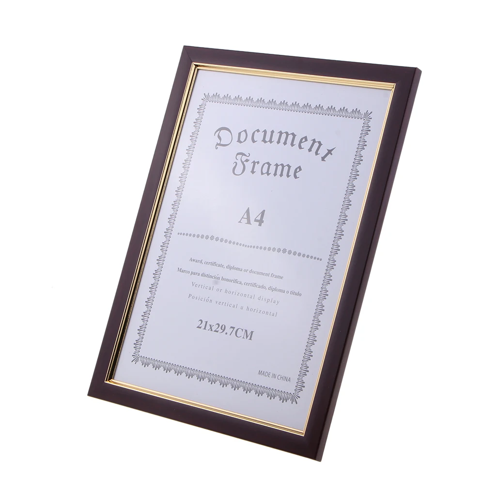 A4 Size Wooden Diploma Certificate Photo Artwork Picture Frame Poster Wall Decor Frame for Tabletop Desktop