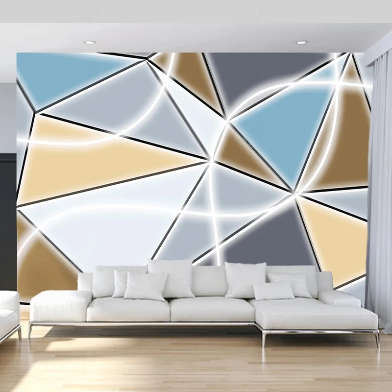 Custom 3D Three-dimensional Simple Geometric Triangle Wall Mural Wallpaper For Bedroom Home Decor Non-woven Wall Paper Fresco