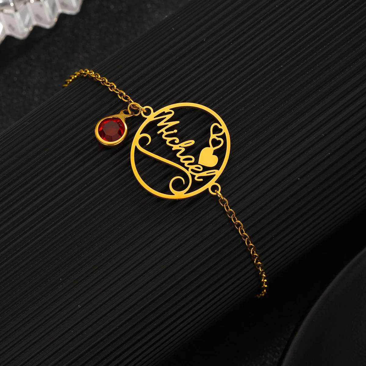 Cxwind Customized Name Bracelet Personalized Thick Chain for Women Stainless Steel Gold Color Bangle Chrismas Gift 