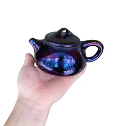 Yaoyuan built teapot Carefully selected high-quality iron tires Kiln changed colorful oil drip tea single pot Household tea set
