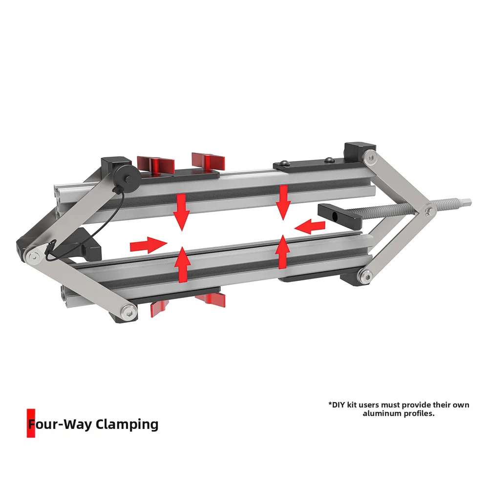 Aluminum Profile Compatible Wood Panel Clamp with Four Way Clamping Force Distribution for Accurate Solid Wood Joint Alignment