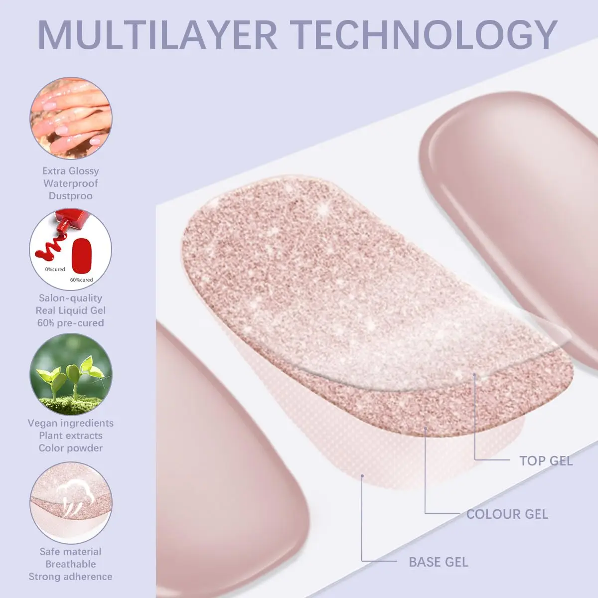 Tiras de gel para uñas, pegatinas de gel francés para uñas, funciona con cualquier lámpara de uñas, envolturas de gel para uñas, puntas francesas de larga duración de calidad de salón