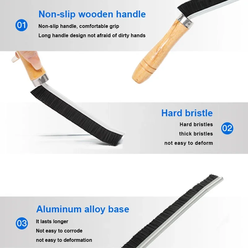 Multifunctional Wooden Handle Crevices Cleaning Brushes Tile Joints Scrubber Flexible Long Gap Cleaning Brush Nylon Bristles PP