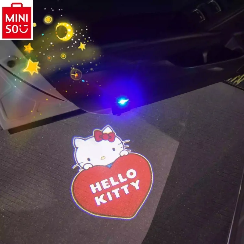 MINISO car door installation free induction light cartoon Hello Kitty projection light Hello Kitty decoration Accessories