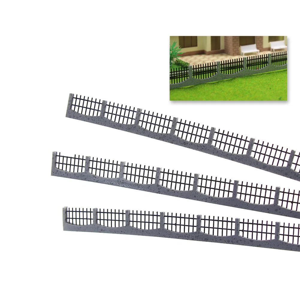 GY47075 3PCS 34.5cm Long OO HO Scale 1:87 Building Fence Model Railway Diorama