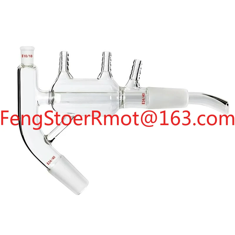 Custom laboratory glassware, glass short-range micro-distillation head adapter with thermometer connector