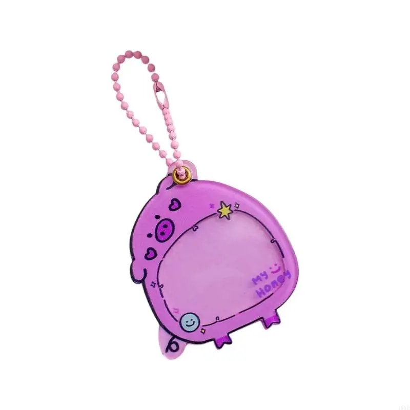  Acrylic Card Holders Creative Keyrings Photo Storage Pendant Card Clip for Daily