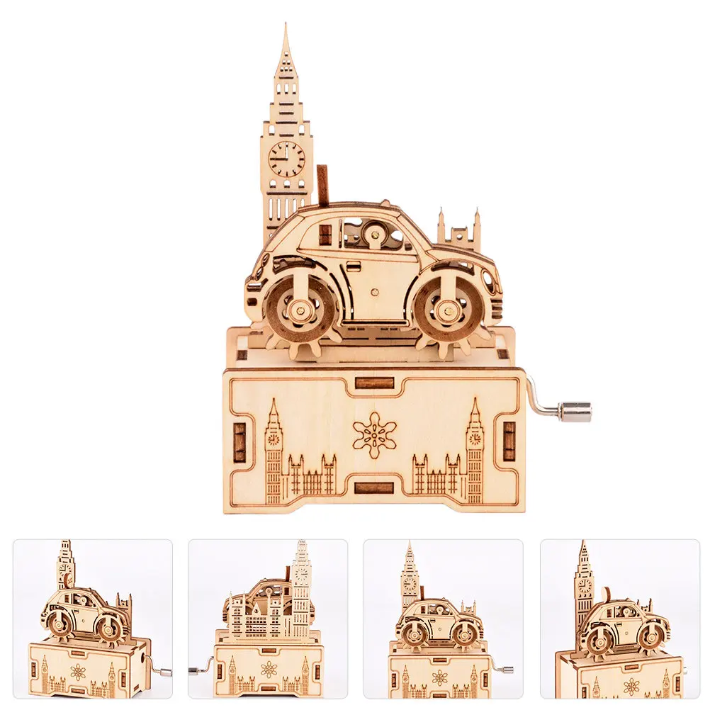 

1Set Manual DIY Music Box Puzzle Wooden Assembly Handshake Enhance Communication Manual Music Box