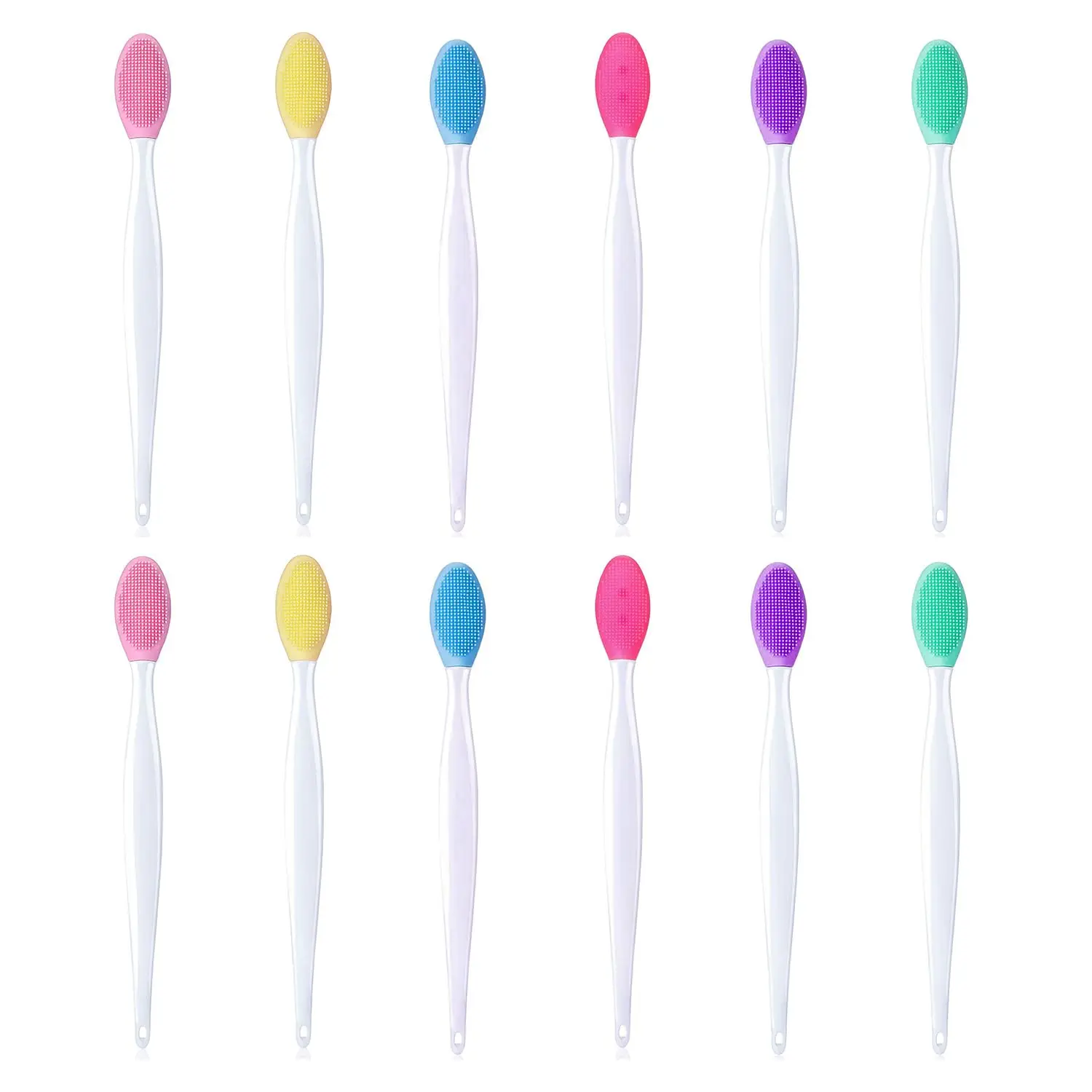 12 Stuks Siliconen Lip Scrub Peeling Borstel Set Lip Peeling Tool & Neus Porie Cleanser Zachte Comedondrukker Porie scrubber