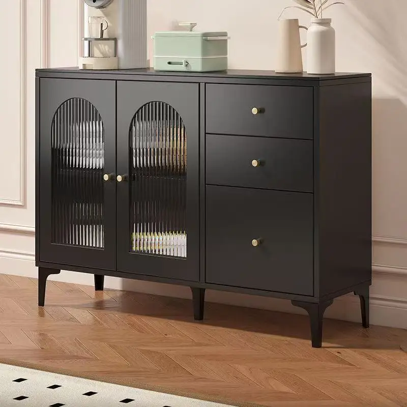 

Slate dining side cabinet, simple modern locker, living room tea and wine cabinet, retro Xuanguan cabinet, wabi sandy wind black