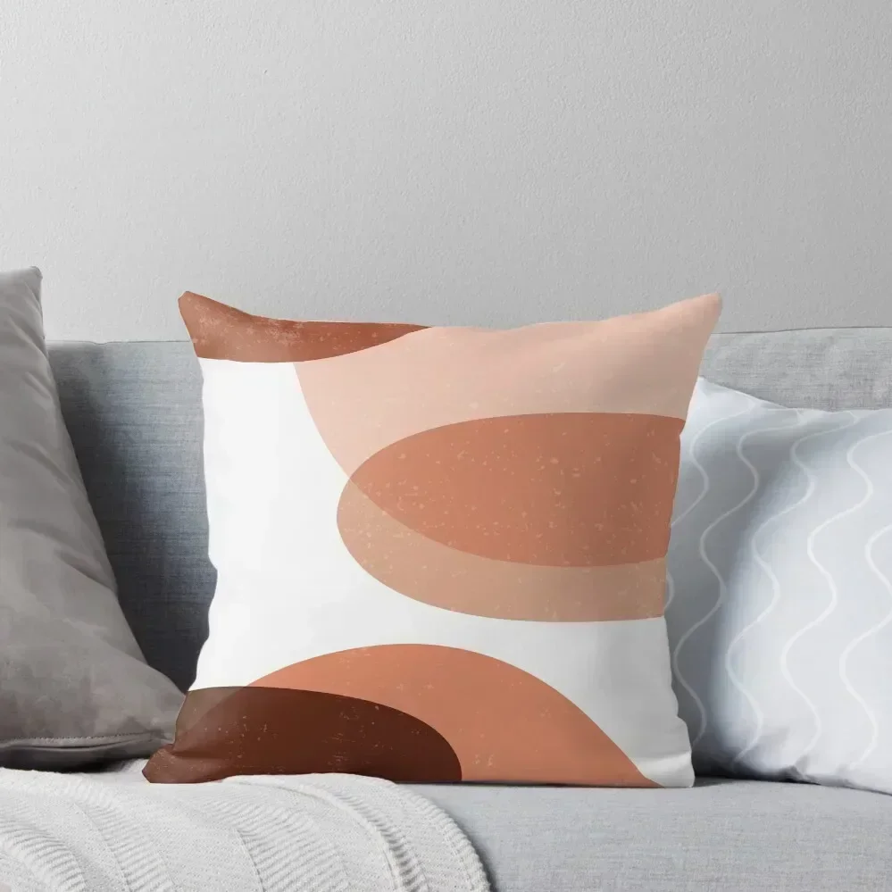 Terracotta Abstract 36 - Modern, Contemporary Art - Abstract Organic Shapes - Brown, Burnt Sienna Throw Pillow