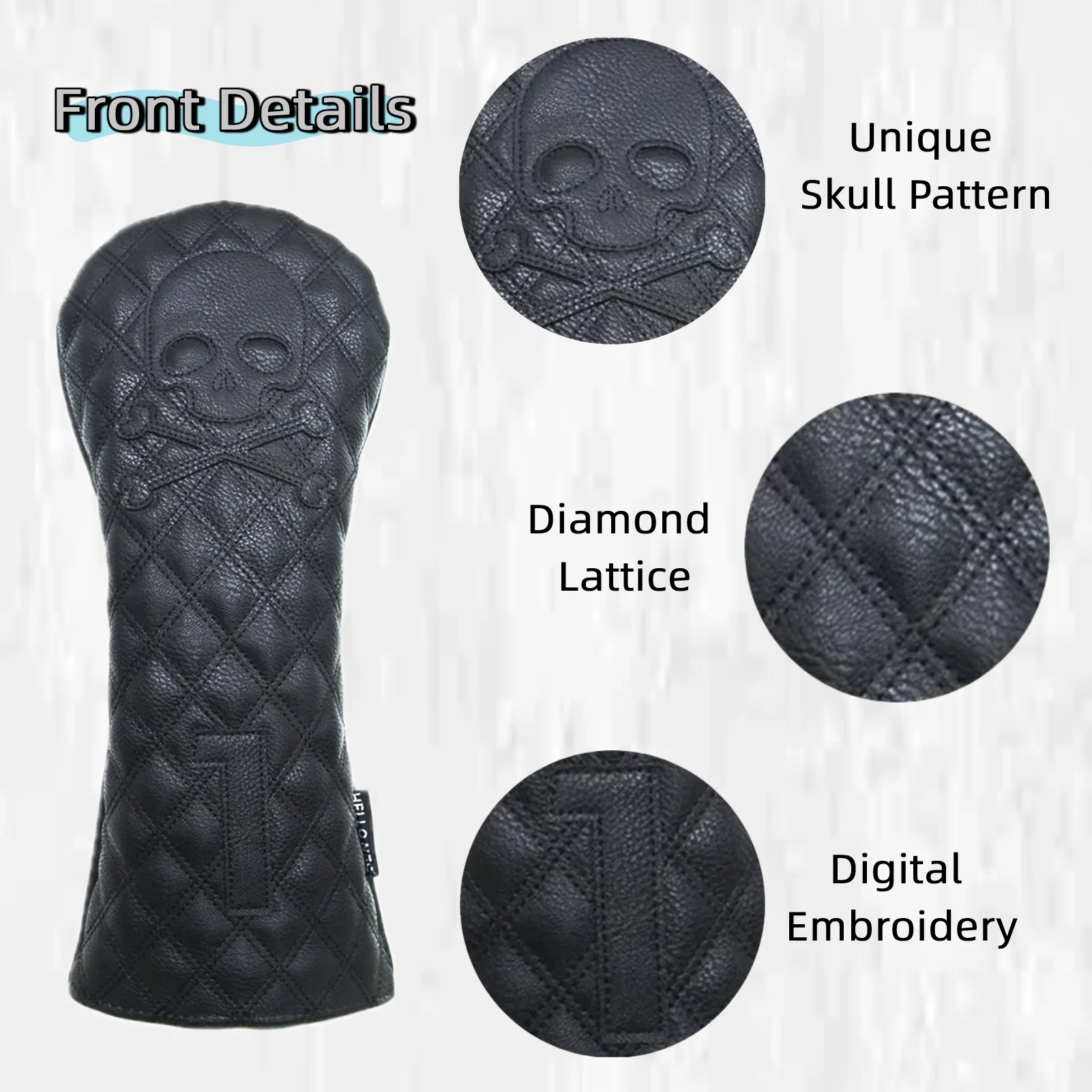 HELLO NRC Golf Club Headcover Driver Fairway Wood Hybrid Head Covers PU Pelle Impermeabile 460cc Skull Nero Bianco 1 pz