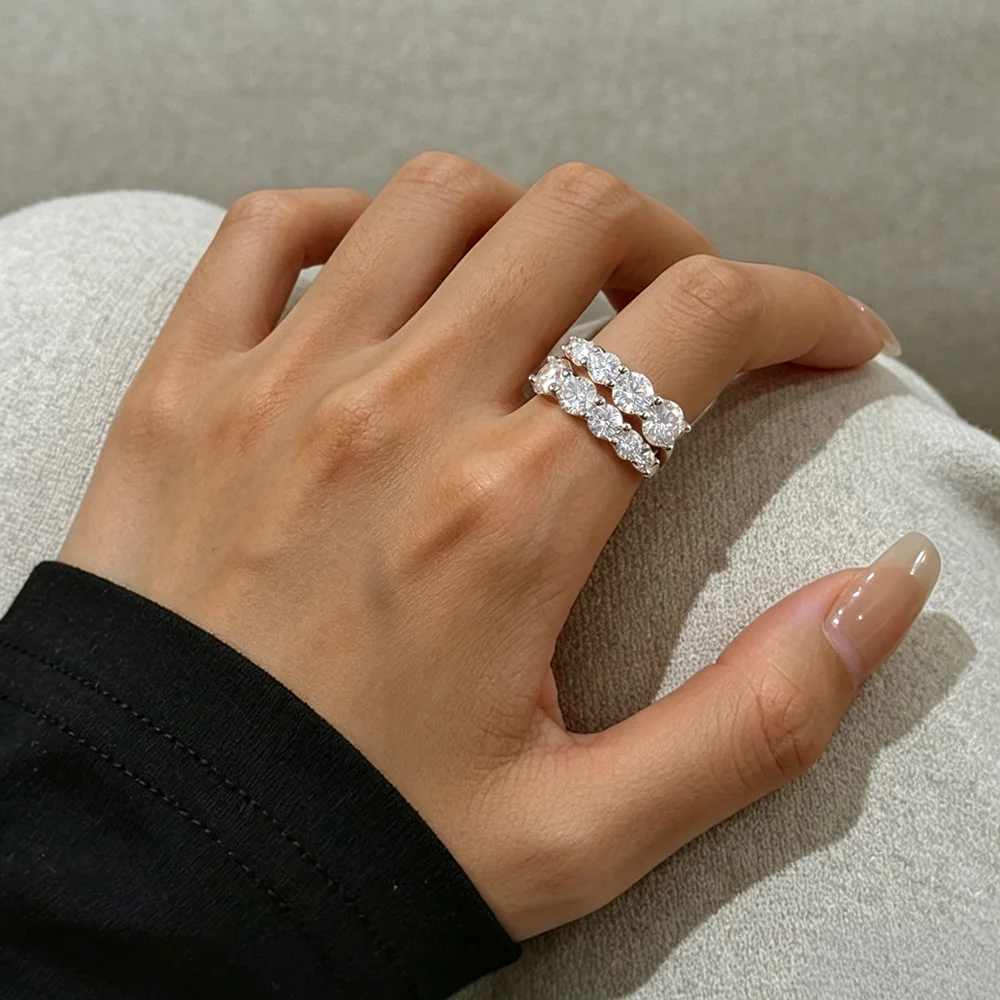 Obrázek 7: COSYA plný moissanite prsten pro ženy S925 stříbro 18K zlato 10uo klenot gradiant diamant nastavitelný otevřený svatební pás jemný šperků dar