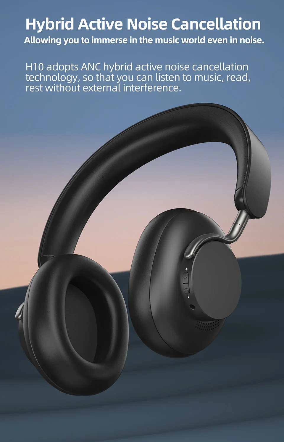 KZ H10 40mm Titanium-Plated Diaphragm Dynamic Driver Headphones Hybrid Active Noise Cancellation Transparency Bluetooth 5.0