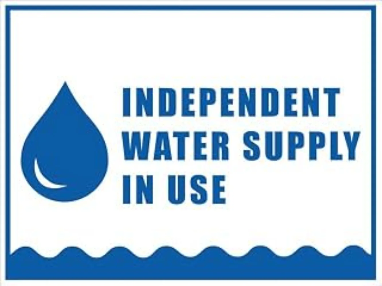 CIFBUY Independent Water Supply In Use Aluminum Metal Sign，Water Drop Graphic Warning Notice Plaque，Industrial Safety Wall Decor