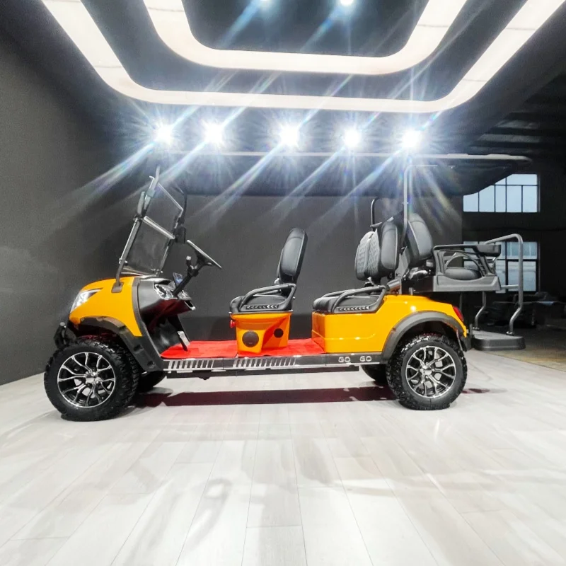 

Long Range Golf Cart Family Electric Golf Cart With Touchscreen Multimedia Player ​​Black High-End Seats 14-Inch Off-Road Tire