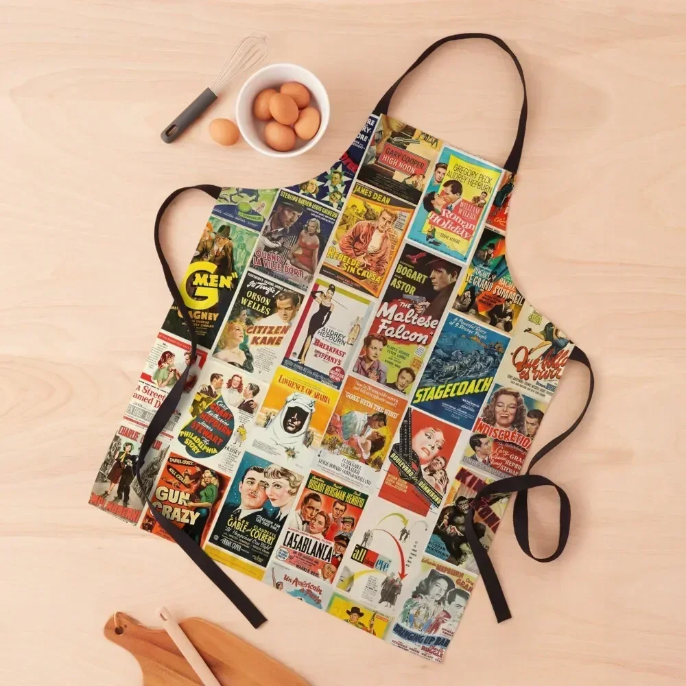 

Classic Movie Poster Collage Apron waiter Kitchen Women Apron