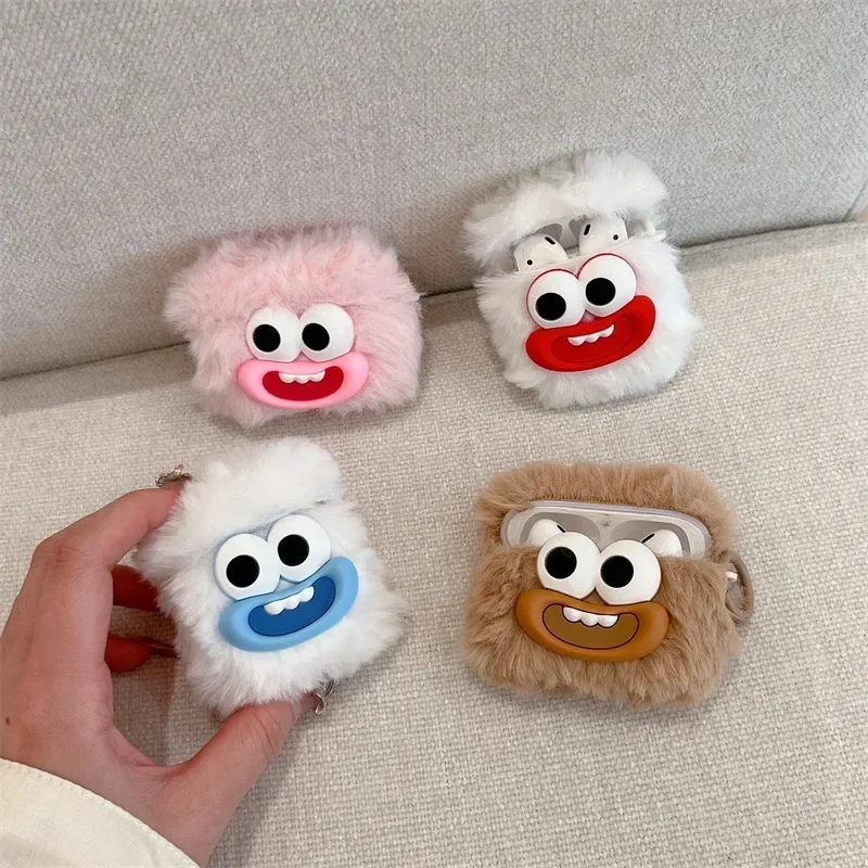 

Cartoon Thick Lips Plush Case for AirPods 4 Airpod 1 2 3 Pro Pro2 Bluetooth Earbuds Charging Box Protective Earphone Case Cover