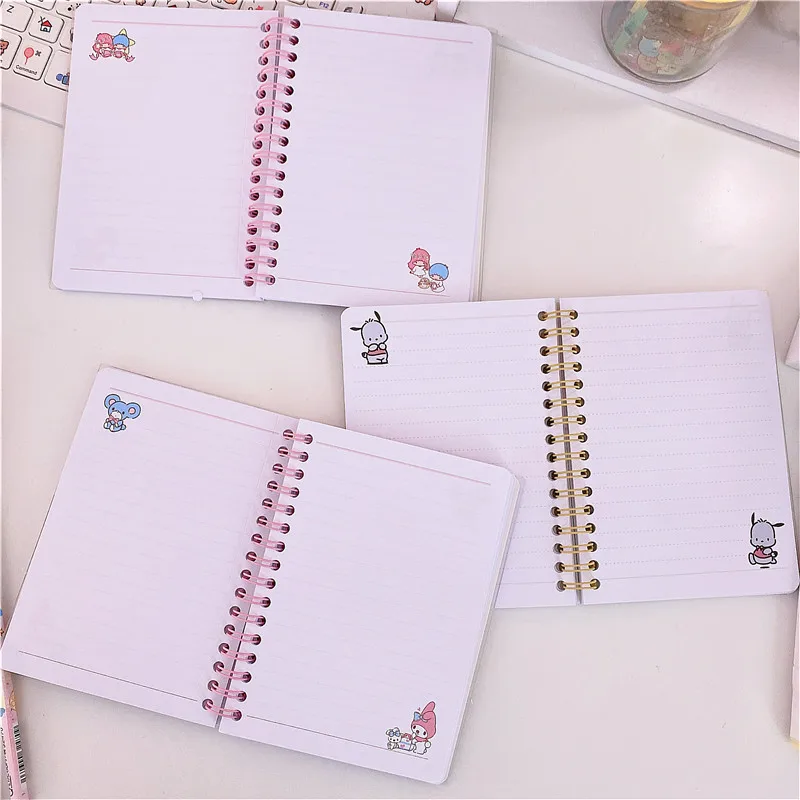 Sanrio Melody Kitty Cinnamoroll Kuromi Cartoon Kawaii Girl Portable Notebook A6 Diary Bobine De Couleur Holiday Gifts