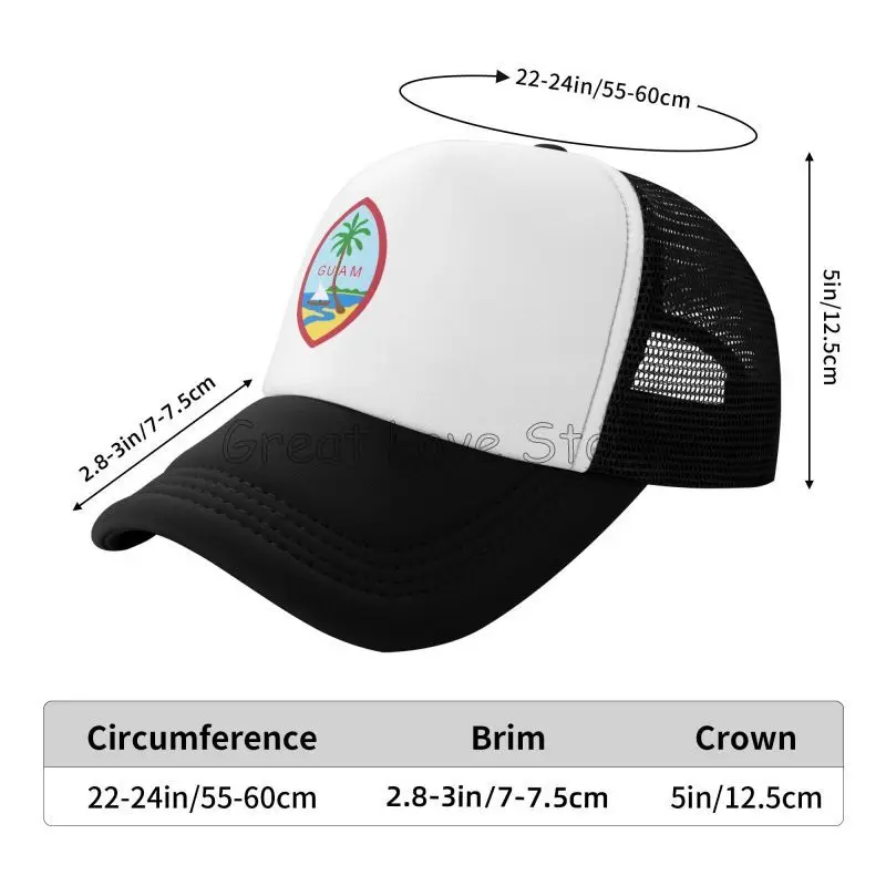 Berretti da baseball in rete con stampa bandiera Guam Cappelli snapback regolabili per uomo Donna Berretto di protezione solare per esterni Cappello da papà camionista casual