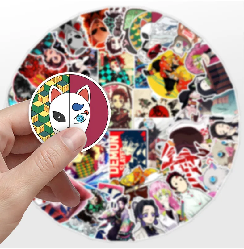 50pcs Demon Slayer Cartoon Graffiti Stickers Suitcase Laptop Waterproof Sticker Decoration Supplies