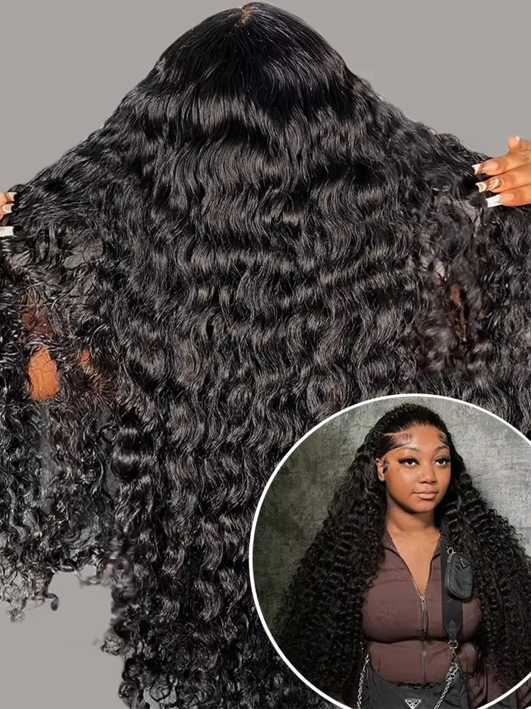 

13x6 Lace Front Wigs Human Hair 180 Density Hd Deep Wave Lace Frontat Human Hair Wigs For Women Glueless Pre Plucked Black Wig