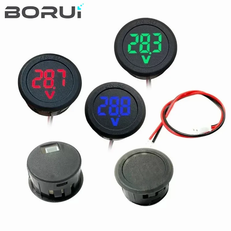 LED Digital Voltmeter Two-wire Automotive Voltage Current Meter Detector Volt Tester Monitor Panel DC 4-100V AC 50-500V for Car