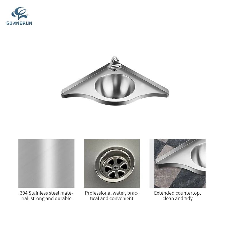 حوض غسيل زاوية من الفولاذ المقاوم للصدأ لـ RV متنقل قافلة مستشفى المدرسة المراحيض العامة ملحقات الحمام الخارجية #3