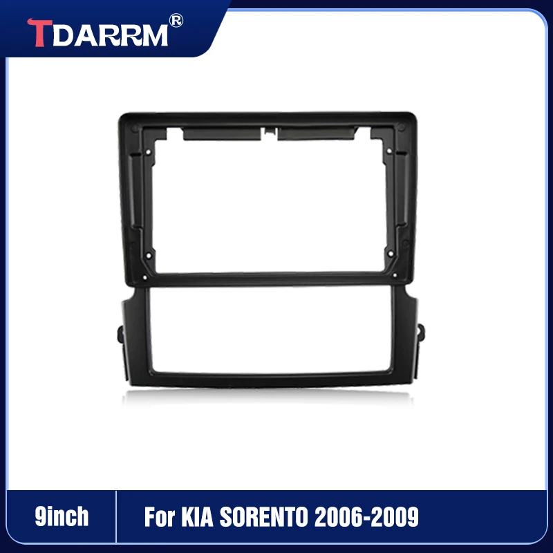 Car Radio Fascia Frame For 2006 2007 2008 2009 KIA SORENTO 9Inch Panel Wire Harness Power Cable Adapter（Texture）