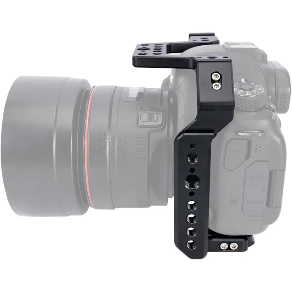 قفص كاميرا لكاميرات Canon EOS 6D 6DII Mark II مع لوحة تحرير سريعة للأحذية الباردة من الناتو للسكك الحديدية للوحة Arca-Swiss