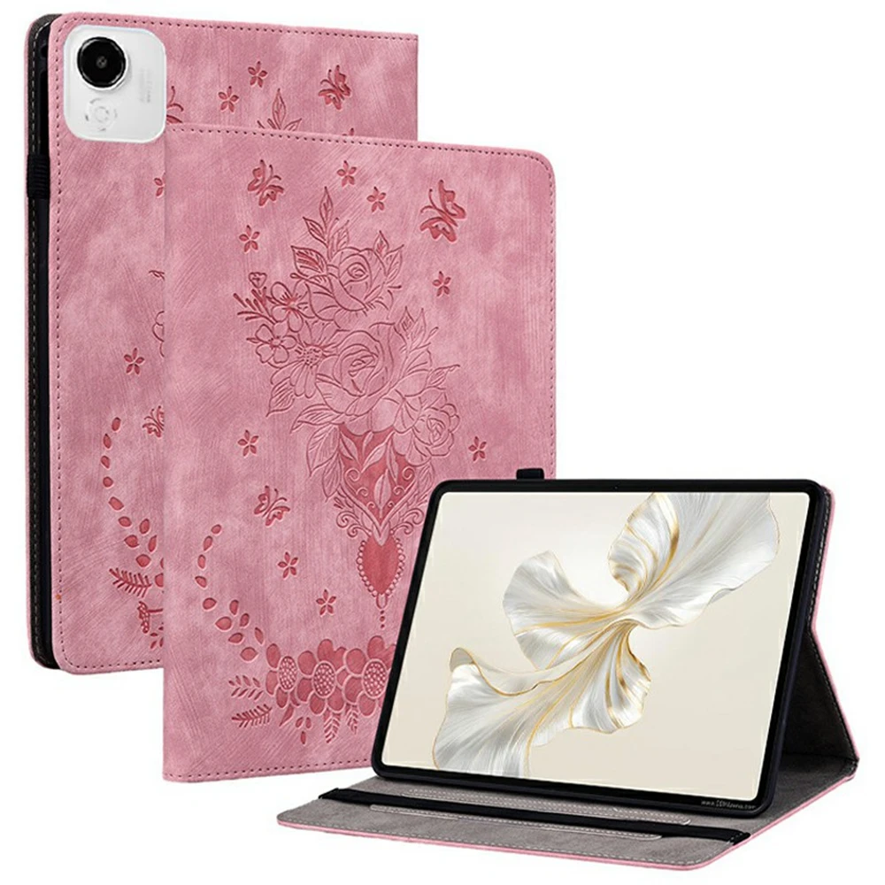 

Для Honor Pad X9a чехол-держатель для карт с защитой от царапин кожаный чехол с изображением розы - розовый