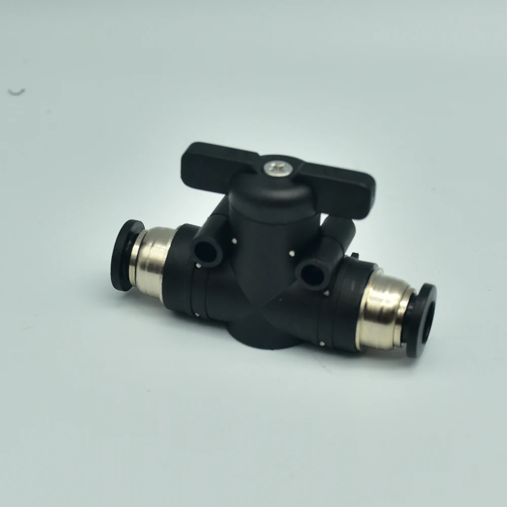 BUC 4mm 6mm 8mm 10mm 12mm Black Pneumatic Push In Quick Joint Connector Hand Valve To Turn Switch Manual Ball Current Limiting image 6