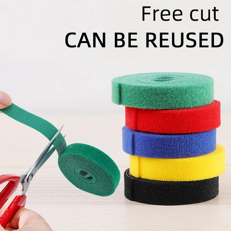 5M/Roll 10/15mm Strap Adhesive Fastener Tape Cable Ties Reusable Double Side Cropped Hook And Loop Cable Tie  Management Straps