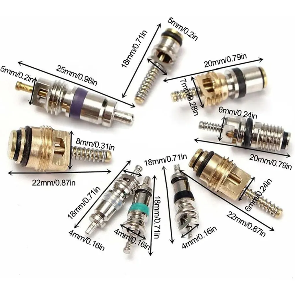 Metal Premium Car Valve - Waterproof And Sunscreen Protection Real No Fading Conditioning Valve Core Car Tire Assortment 134PCS