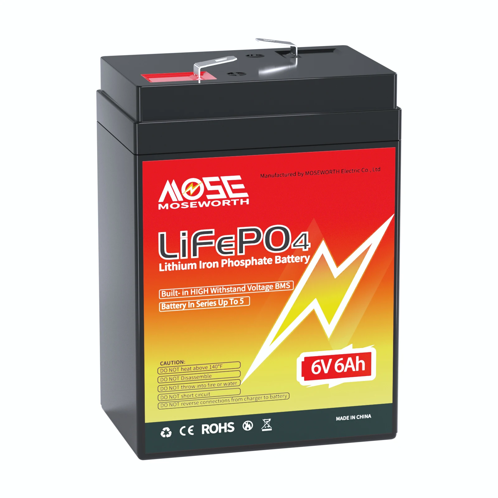 Batteria LiFePO4 6V 6Ah con BMS, batterie ricaricabili portatili