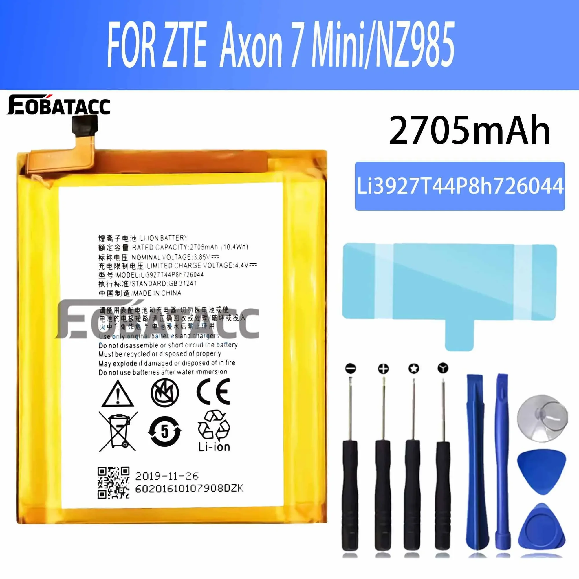 EOTABACC 100% New Original Battery Li3927T44P8h726044 For ZTE Axon 7 Mini /NZ985 Battery +Tools