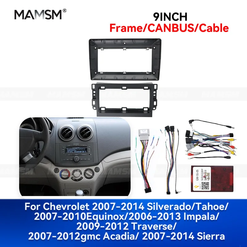 MAMSM Marco embellecedor de radio de coche de 9 pulgadas para Chevrolet Silverado Tahoe Equinox Impala Traverse GMC Acadia Sierra, panel de salpicadero