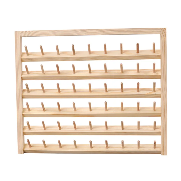 Hand-made DIY Home Spindle Rack Wall Hanging Wooden Spool Sewing Thread Rack Storage Shelf Wholesale