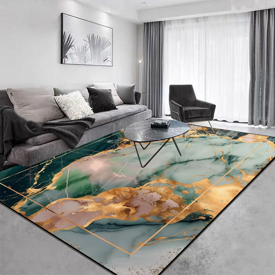 Color Luxury Marble Carpet Living Room Decoration Coffee Table Large Area Soft Non-slip Rug Bedroom Cloakroom Entrance Floor Mat