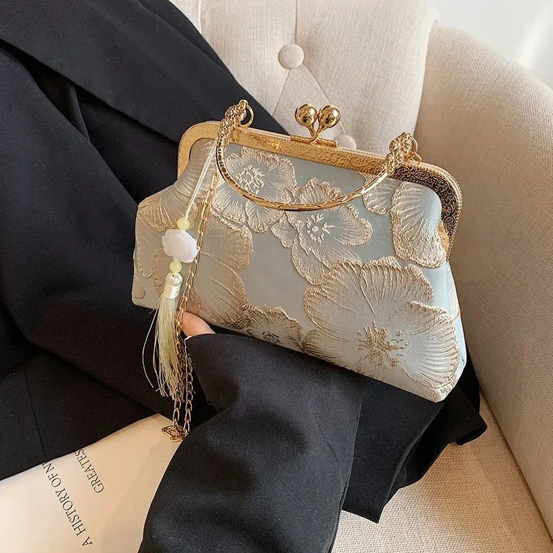 

New Chinese Style Qipao Bag Chinese Style Elegant Floral Pattern Handbag Premium Evening Clutch for Formal Occasion