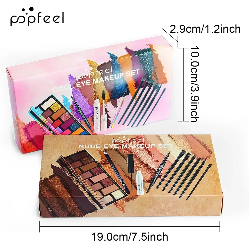 Paleta de sombras de ojos Popfeel más vendida, 16 colores, brillo, maquillaje, minerales, paleta de sombras de ojos, delineador de ojos, juegos de pinceles para rímel