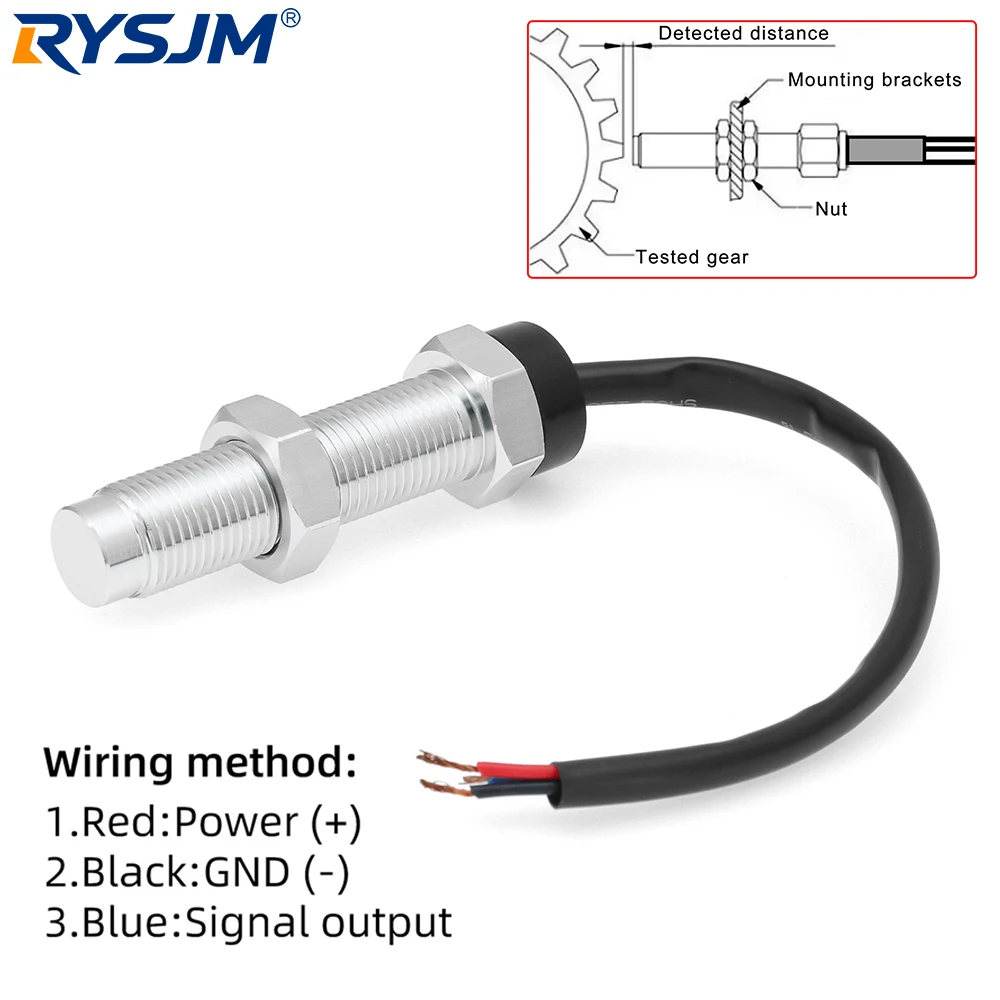 1pc Hall Sensor 12V 24V Tachometer Pulse Signal Sensor For RPM Meter Engine Rotation Speed Measurement Tachometer Sensor M16x1.5