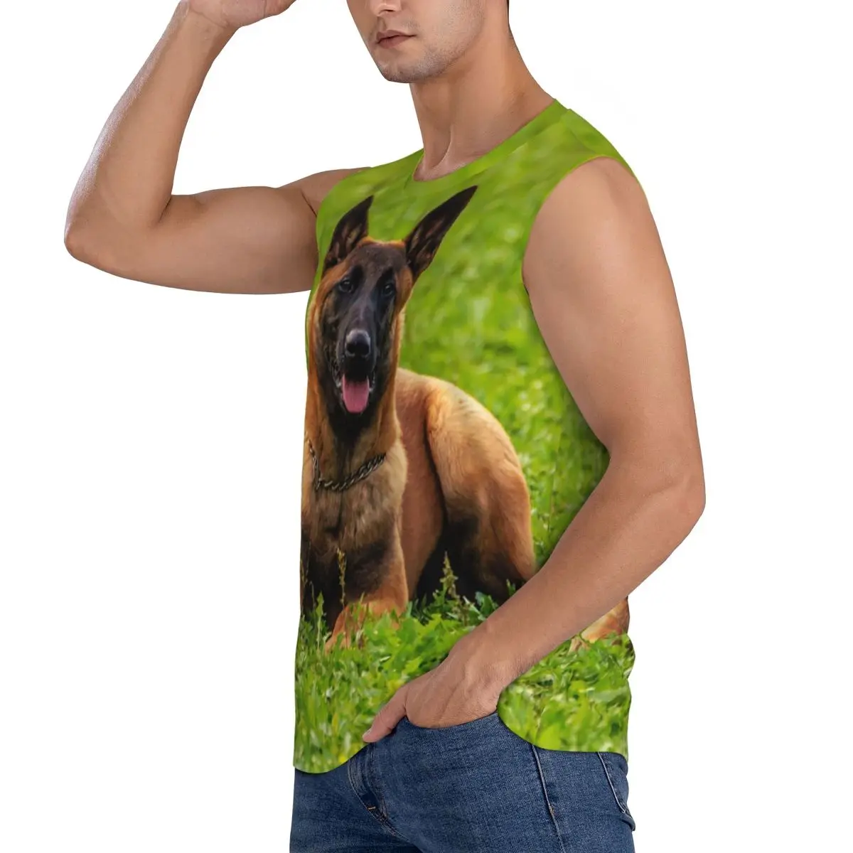 Belgian Shepherd Dog Malinois Men Sleeveless Tank Tops Quick Dry Breathable Gym Fitness Running Summer Casual Sport Vest